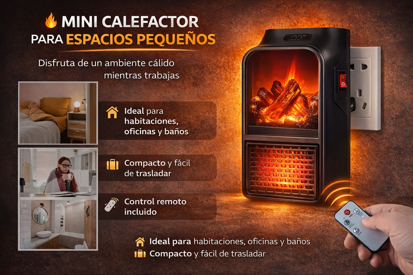 Calefactor Electrico Portatil 900W ™